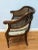 Late 20th Century Polynesian Bamboo-Style Dark Cane Back & Seat Barrel Accent Chair With Cushion For Sale - Image 12 of 13