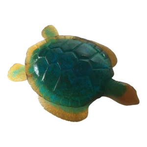 2000’s Daum Crystal Tortue De Mur “Sea Turtle“ in Amber and Green