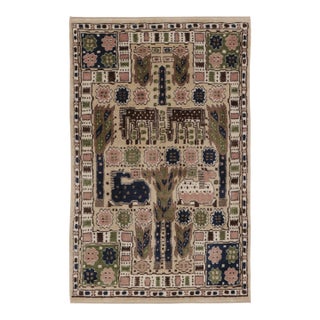 Contemporary Folk Pictorial Wool Rug Inspired by Märta Måås-Fjetterström by Rug & Kilim, India "Hästhagen" For Sale