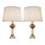 1930s French Depose Art Deco Neoclassic White/Salmon Onyx Marble Column & Urn Bronze Table Lamps - a Pair For Sale