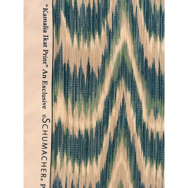 Schumacher Kamalia Ikat Print 3 Yards Aegean Fabric For Sale In Raleigh - Image 6 of 6