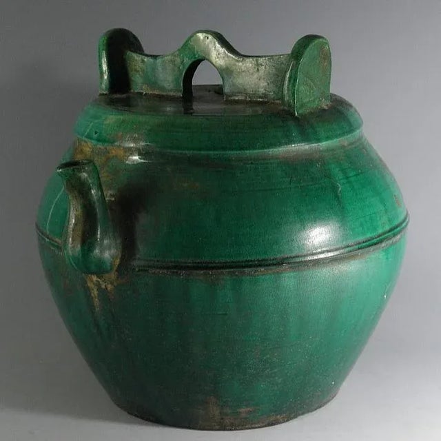 Green 19th C Chinese Emerald Green Glaze Shiwan Pot With Spout and Lid For Sale - Image 8 of 8