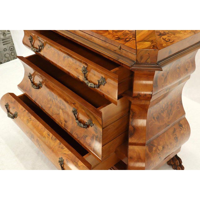 Brown Italian Bombe Inlay Olive Wood Dresser Drop Front Jewerly Compartment Secretary For Sale - Image 8 of 13