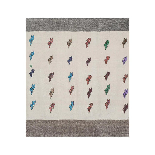 Mid-Century Modern Vintage Aubusson Butterfly Pattern Kilim Rug For Sale - Image 3 of 13