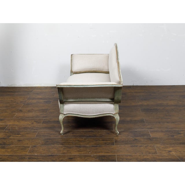 Italian Rococo Style 19th Century Painted Settee with Out Scrolling Arms For Sale In Atlanta - Image 6 of 12
