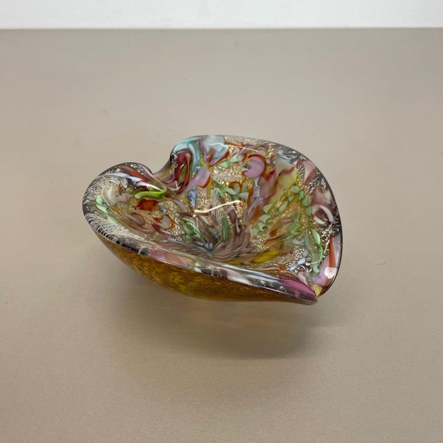Multicolor Murano Glass Bowl Gold Flakes Shell Ashtray from Dino Martens, Italy, 1960s For Sale - Image 4 of 18