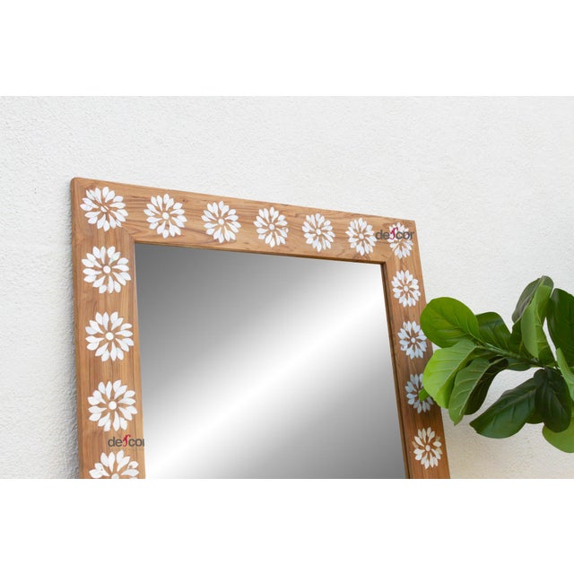 Floral Blossom Inlay Floor Mirror For Sale - Image 4 of 11