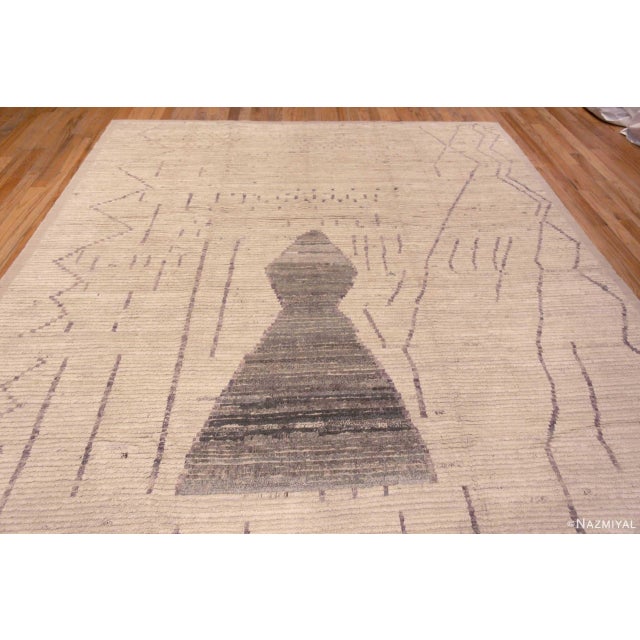 Textile Nazmiyal Collection Minimalist Tribal Modern Moroccan Design Soft Light Color Area Rug For Sale - Image 7 of 8