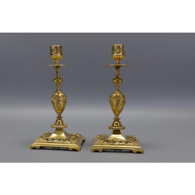 French Neoclassical Bronze Candlesticks, 1930s, Set of 2 For Sale - Image 15 of 18