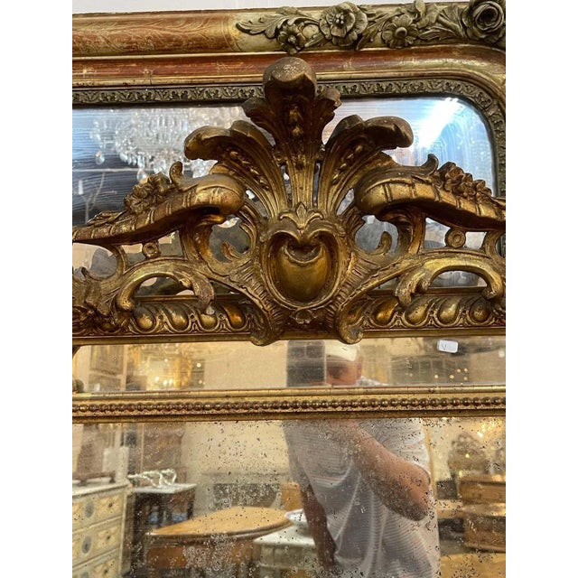 French 19th Century French Louis XVI Style Giltwood and Etched Glass Mirror For Sale - Image 3 of 9