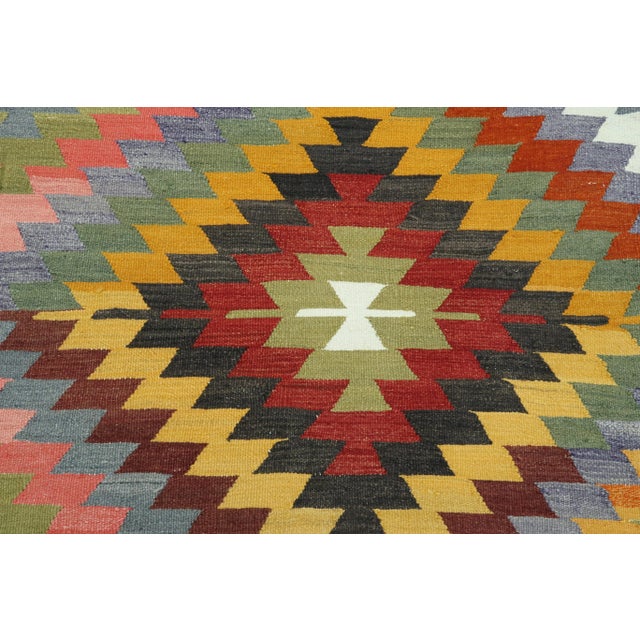 Textile Vintage Turkish Kilim Rug- 6′4″ × 8′11″ For Sale - Image 7 of 13