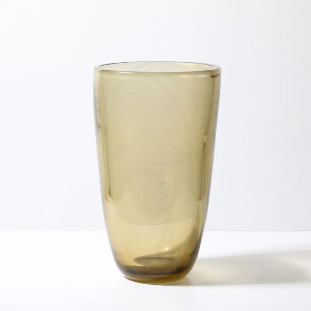 Modern Modernist Smoked Amber Hand-Blown Murano Glass Vase For Sale - Image 3 of 10