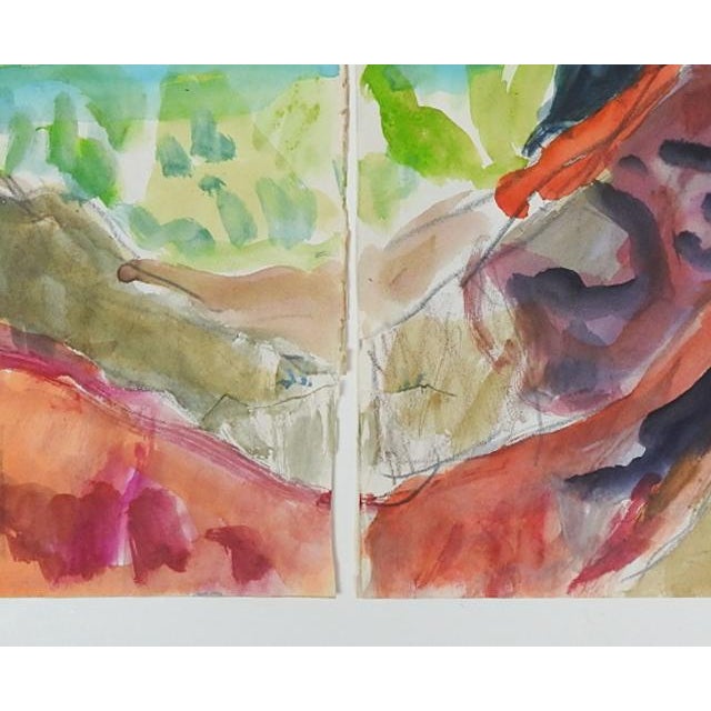 Early 20th Century Portrait of Tahitian Woman Watercolor Diptych Painting For Sale - Image 4 of 4