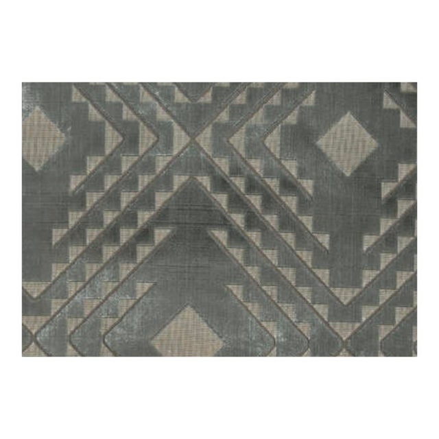 7 Yards Art Deco Fadini Borghi Dante Grigio Blue Cut Velvet Fabric For Sale