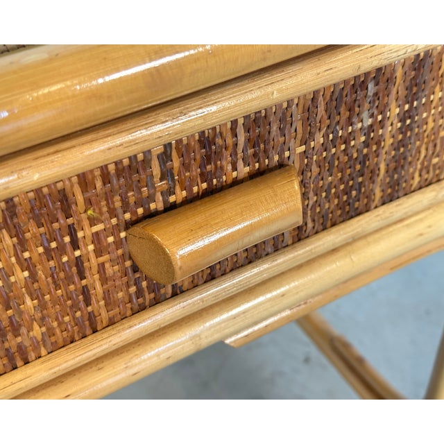 Tan Vintage Bamboo Desk, 1970s For Sale - Image 8 of 12