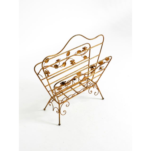 Mid-Century Modern Newspaper and Magazine Rack with Gilded Metal Frame, 1950s For Sale - Image 6 of 18