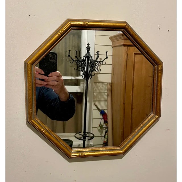 Vintage Gilt Faux Bamboo Mirror For Sale - Image 4 of 10