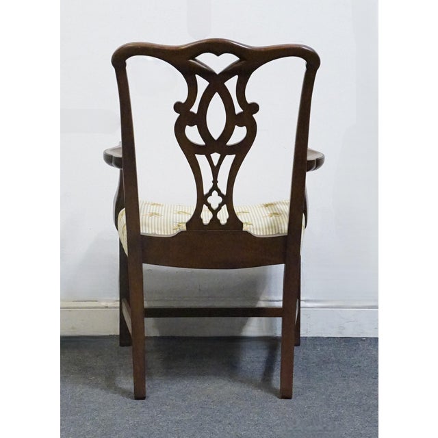 Late 20th Century High End Solid Mahogany Traditional Chippendale Style Dining Arm Chair For Sale - Image 5 of 8
