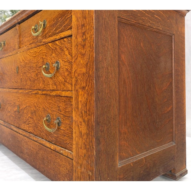 Late 19th Century Massive Solid Oak Arts & Crafts 4 Drawers Dresser with Swivel Mirror For Sale - Image 5 of 12