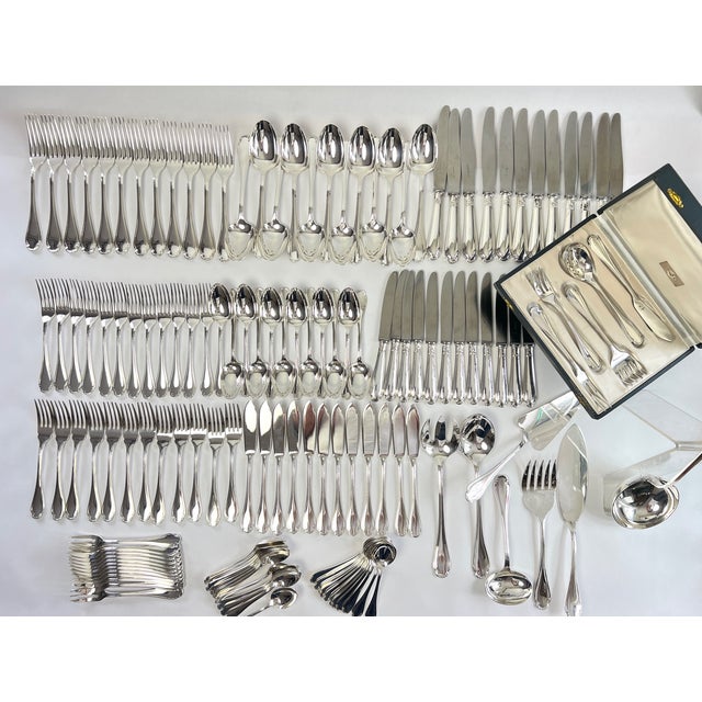 Complete cutlery set for 12 persons made by Alfénide, Christofle, model Pompadour in excellent condition consisting of:...