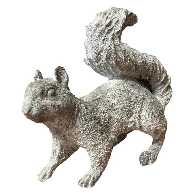 Traditional Vintage Cast Iron Lifelike Squirrel Garden Statue For Sale - Image 3 of 12