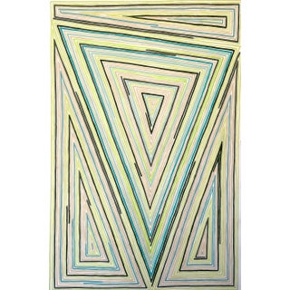 Abstract Geometric Painting With Parallel Lines and Upside-Down Triangle by Sarah Vaaler For Sale
