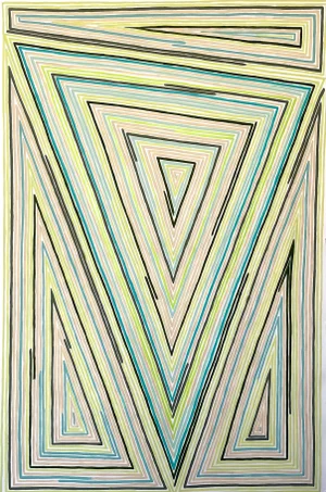 Abstract Geometric Painting With Parallel Lines and Upside-Down Triangle by Sarah Vaaler