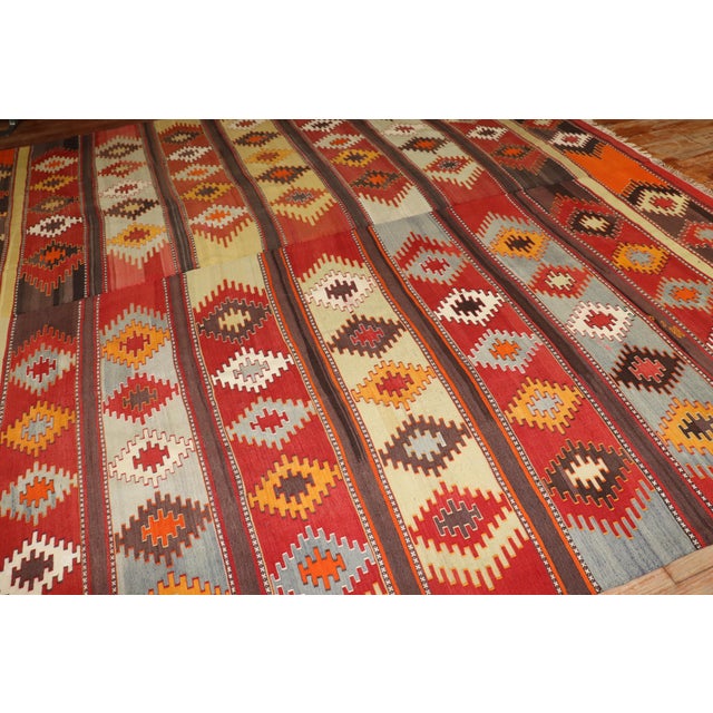Native American Vintage Zabihi Collection Turkish Large Square Kilim - 11'8" x 11'9" For Sale - Image 3 of 10