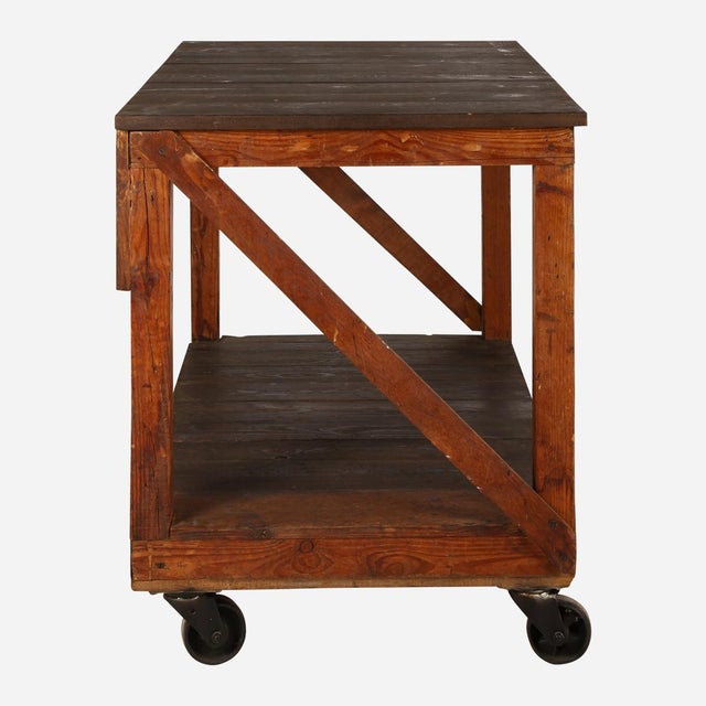 Industrial Wood Table With Wheels Chairish