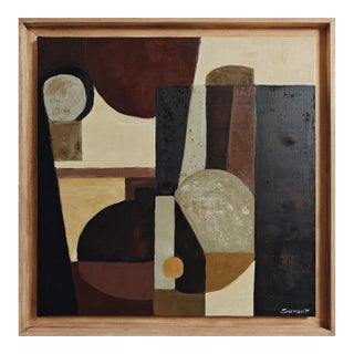 Ce Qui Affleure — Original Abstract Geometric Oil Painting, Framed by Sophie Dumont, 2026 For Sale