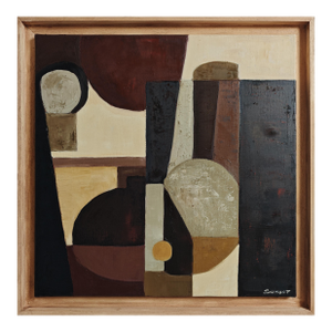 Ce Qui Affleure — Original Abstract Geometric Oil Painting, Framed by Sophie Dumont, 2026