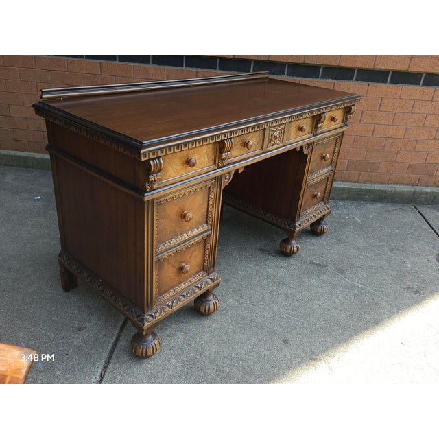 Wood Early 20th C. Berkey and Gay William and Mary Style Vanity Table Desk For Sale - Image 7 of 11