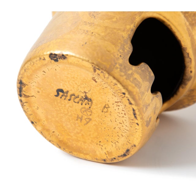 Gold Sascha Brastoff Gold Ceramic Chimney Ashtray For Sale - Image 8 of 8