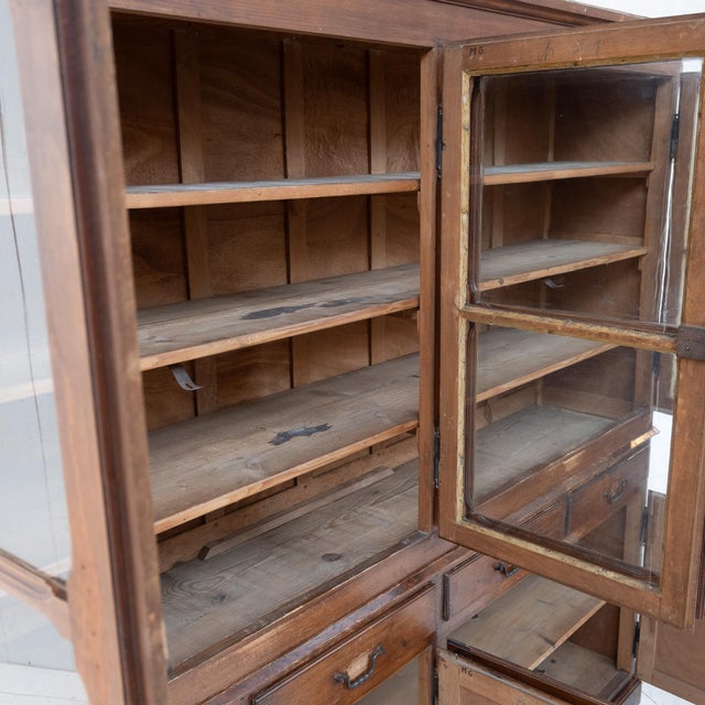 Large Two-Part Wooden Bookcase, 1920 For Sale - Image 9 of 11