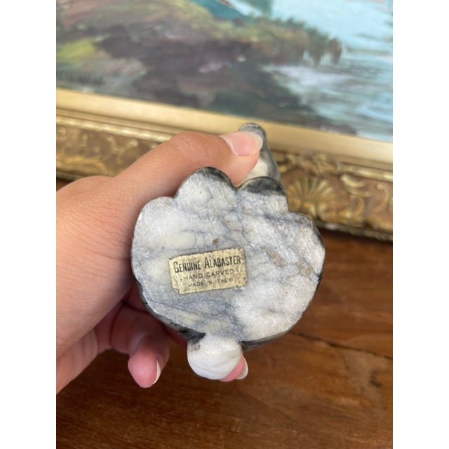 Vintage Hand-Carved Italian Alabaster Rabbit Sculpture With Veined Gray Finish.. For Sale - Image 9 of 9