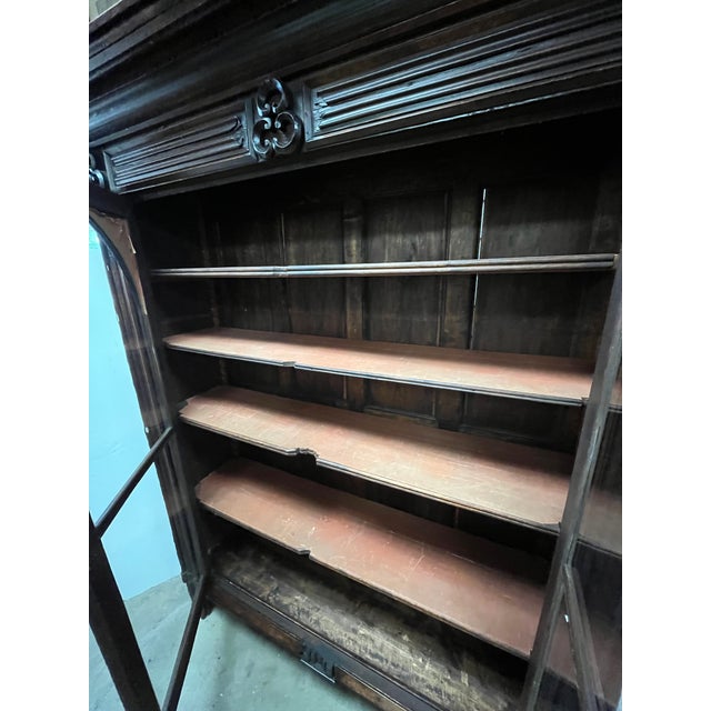 Amazing 19th Century Walnut Gothic Two Door Bookcase For Sale - Image 4 of 9