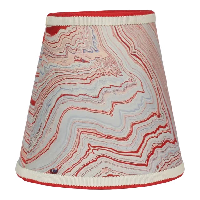 Maison Maison Design Red, White, and Blue Marble Paper Lampshade For Sale