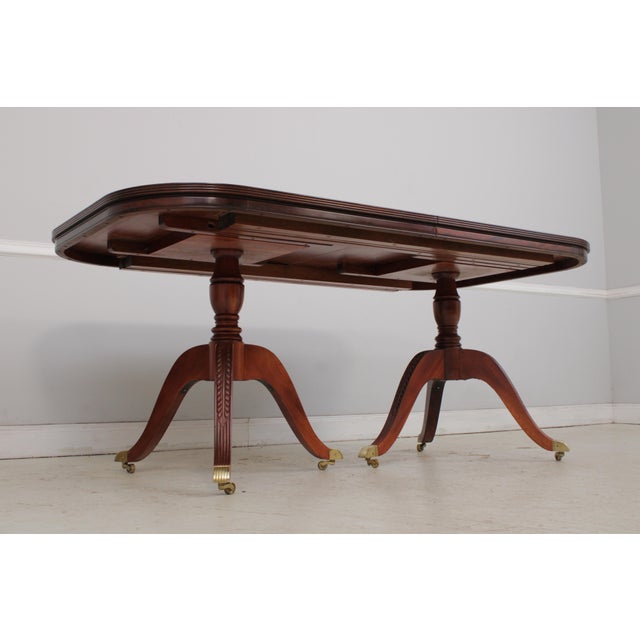 Wood Banded Border Mahogany Dining Room Table For Sale - Image 7 of 18