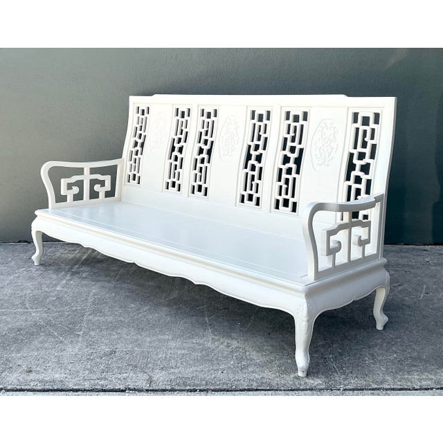 Vintage Asian Chinoiserie Lacquered Sofa For Sale - Image 10 of 12