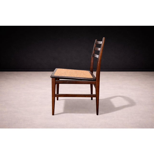 Brown Chair in Rosewood & Cane, Alexandre Rapoport, 1960s For Sale - Image 8 of 12