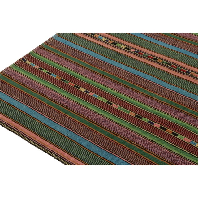 1950s Vintage Persian Palas Kilim in Multicolor Stripes, From Rug & Kilim For Sale In New York - Image 6 of 8