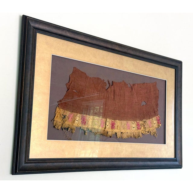 A large fragment of antique pre-Columbia textile panel from Chimu or Chancay culture located in Central and Northern Coast...
