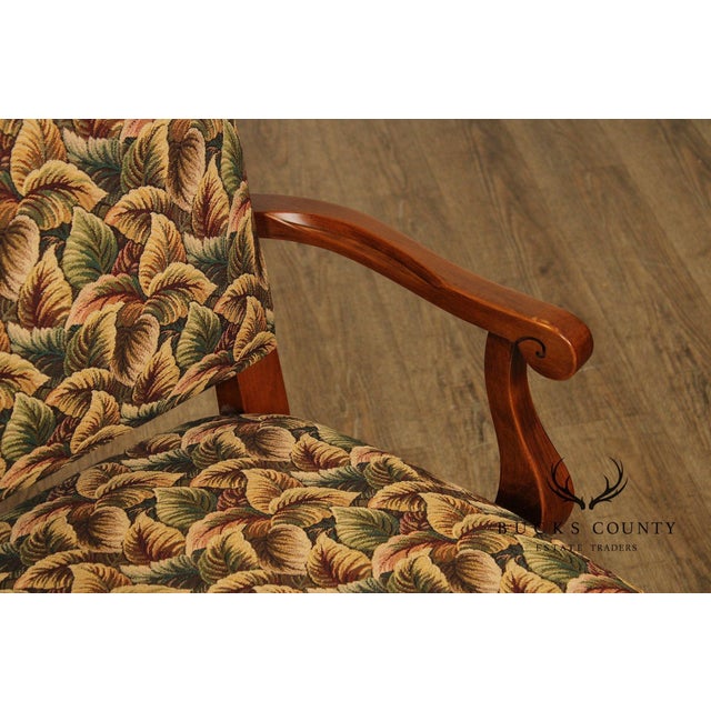 Pair of Ethan Allen Legacy Collection Upholstered Armchairs with Cabriole Legs For Sale - Image 12 of 15