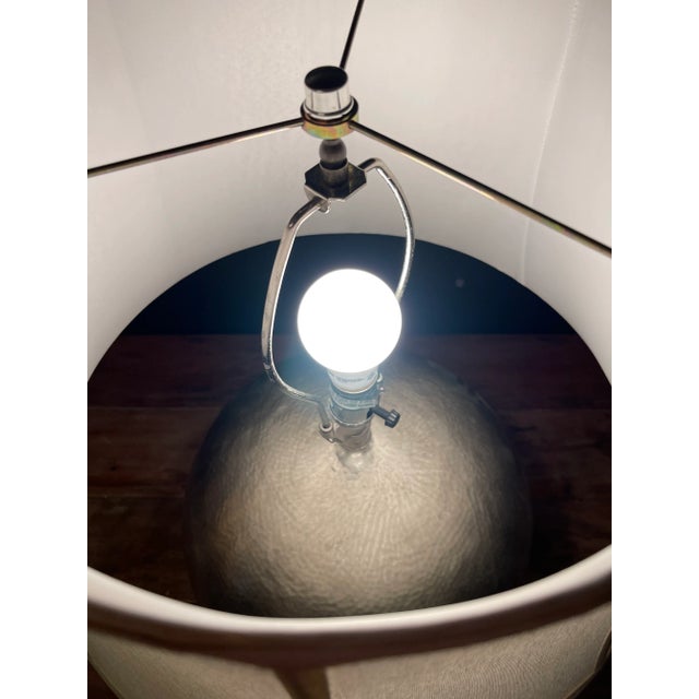Arteriors Contemporary Table Lamp With Silver Leaf Hammered Metal For Sale In Los Angeles - Image 6 of 7
