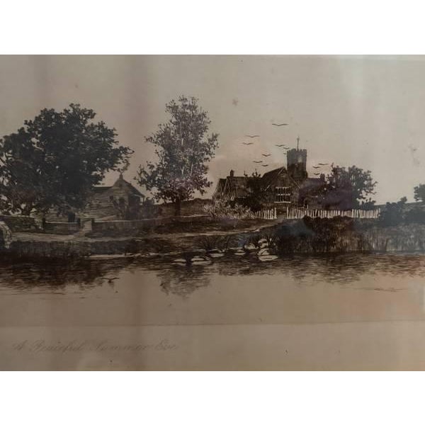 Late 19th Century Late 19th Century Ernest C. Rost Etching - "A Peaceful Summer Eve" For Sale - Image 5 of 7