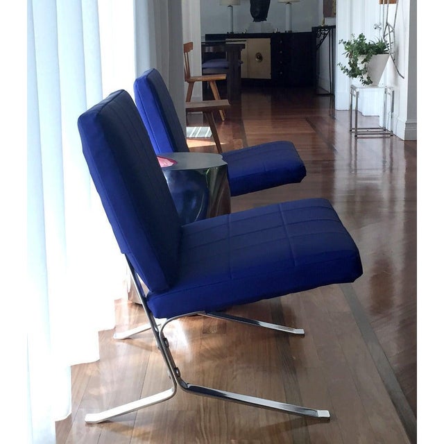 Textile Pair of French Lounge Chairs by Olivier Mourgue For Sale - Image 7 of 9