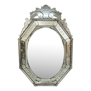 Early 20th Century Antique Venetian Cushion Form Mirror
