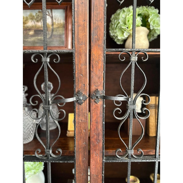 Late 19th Century Monumental Wooden Spanish Colonial Cabinet With Wrought Iron Doors and Lock For Sale In New York - Image 6 of 7