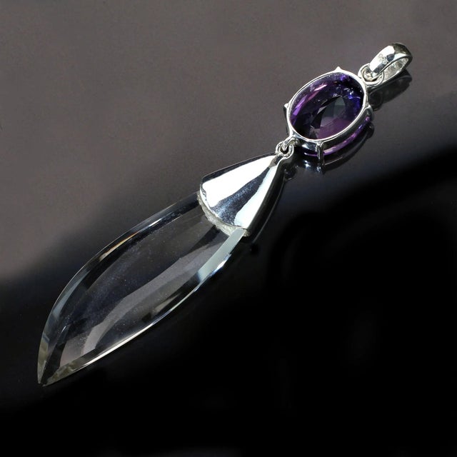 Amethyst & Crystal Pendant For Sale - Image 4 of 4