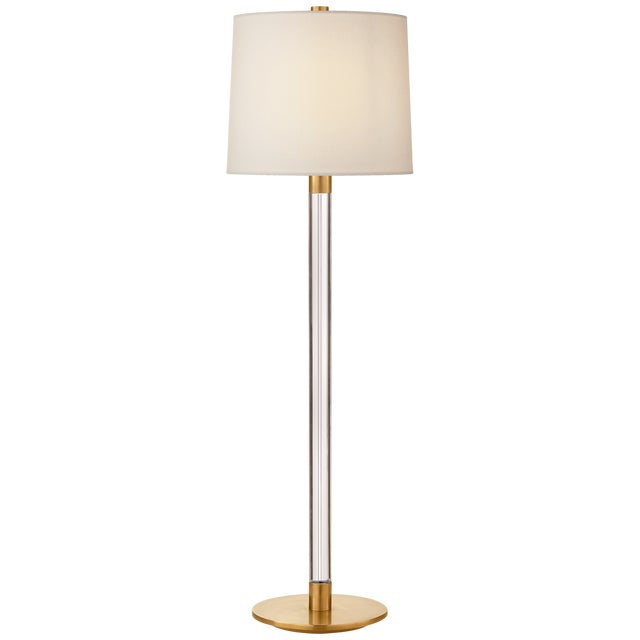 AERIN for Visual Comfort Signature Riga Buffet Lamp in Crystal & Hand-Rubbed Antique Brass with Linen Shade For Sale